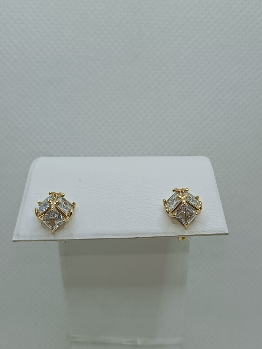 С4754л СЕРЬГИ ПУСЕТЫ с камнями (Au 585)