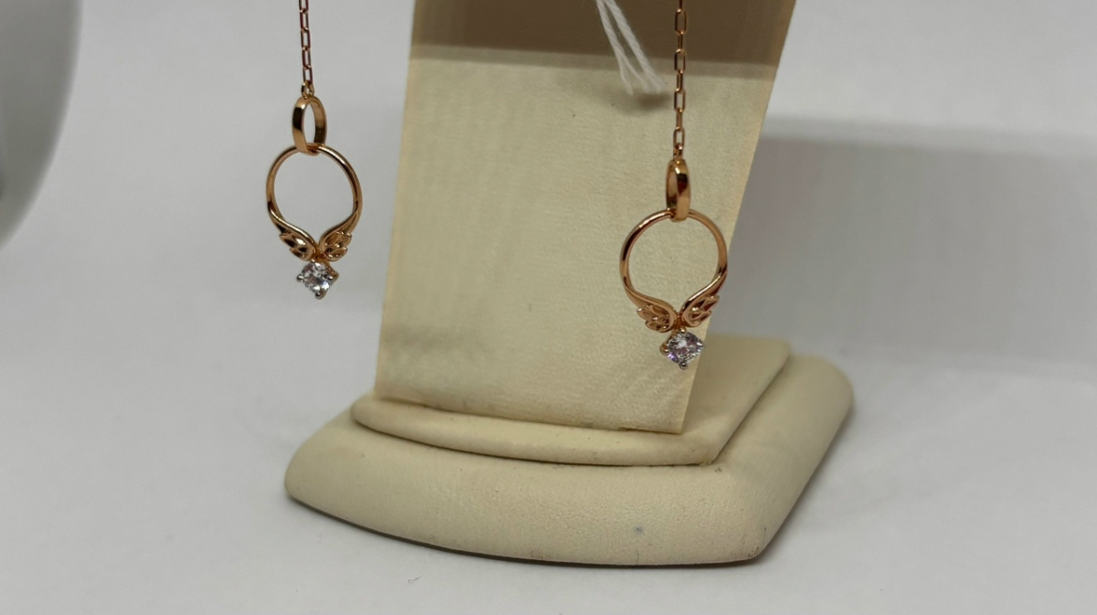 СКМ585 СЕРЬГИ С КАМНЕМ (Au 585)