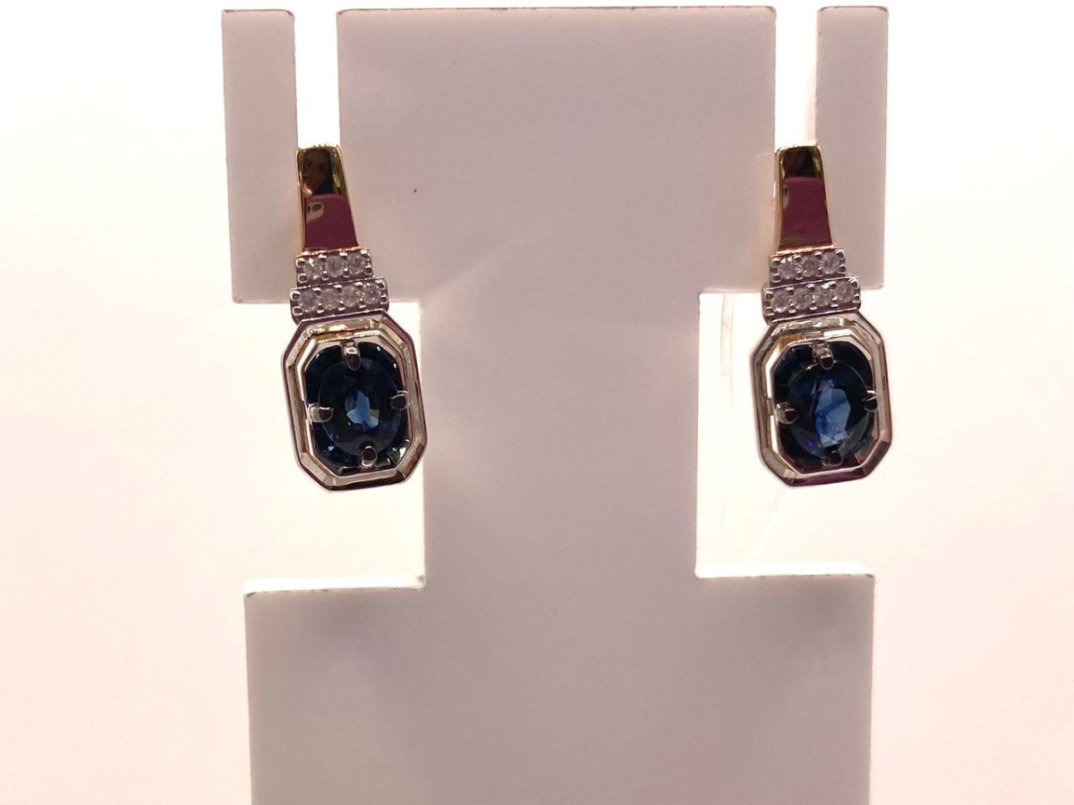 СЕРЬГИ Бриллиант, сапфир (Au 585)