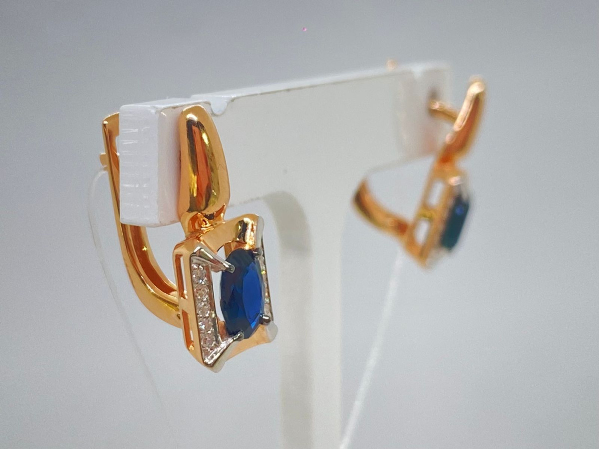 СЕРЬГИ Бриллиант, сапфир (Au 585)