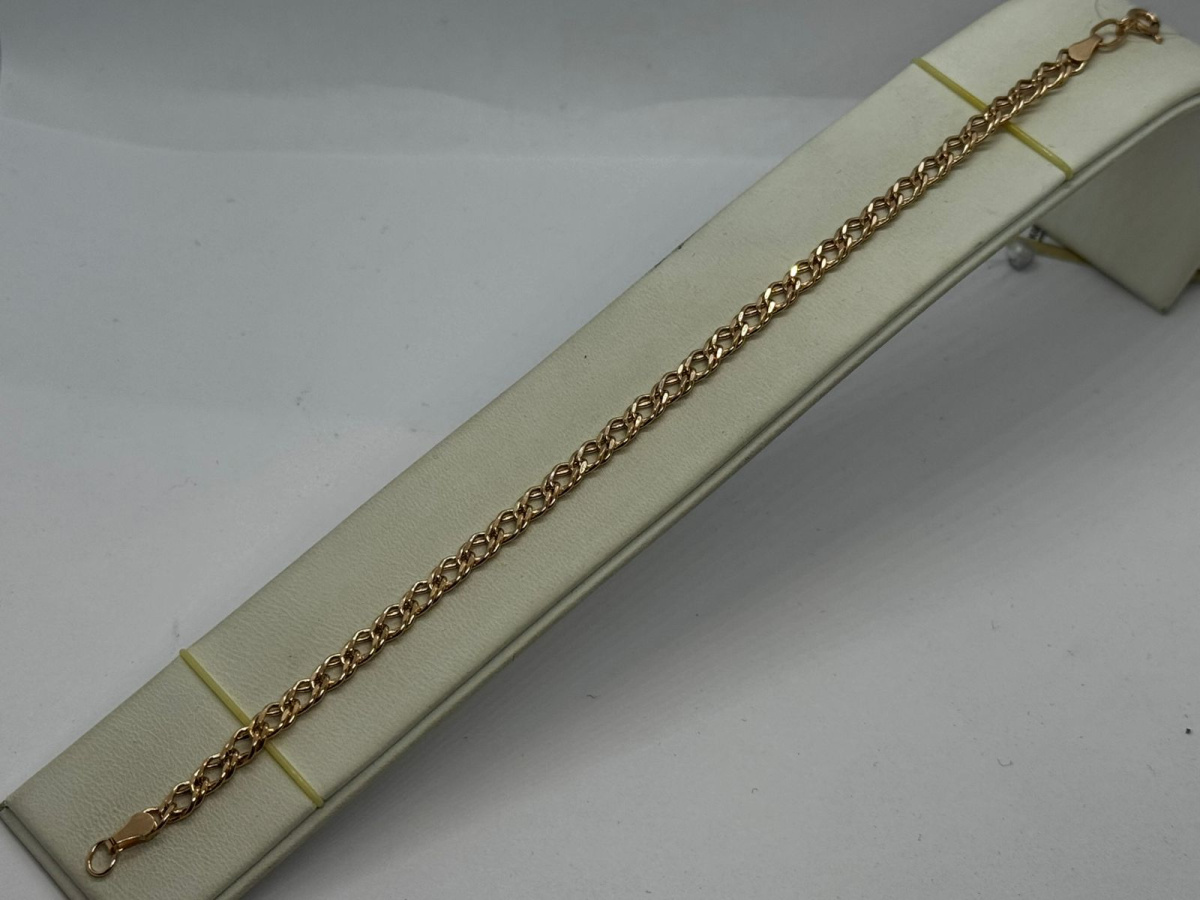 7070154П-18 БРАСЛЕТ ПУСТОТЕЛЫЙ Ромб двойной (Au 585)