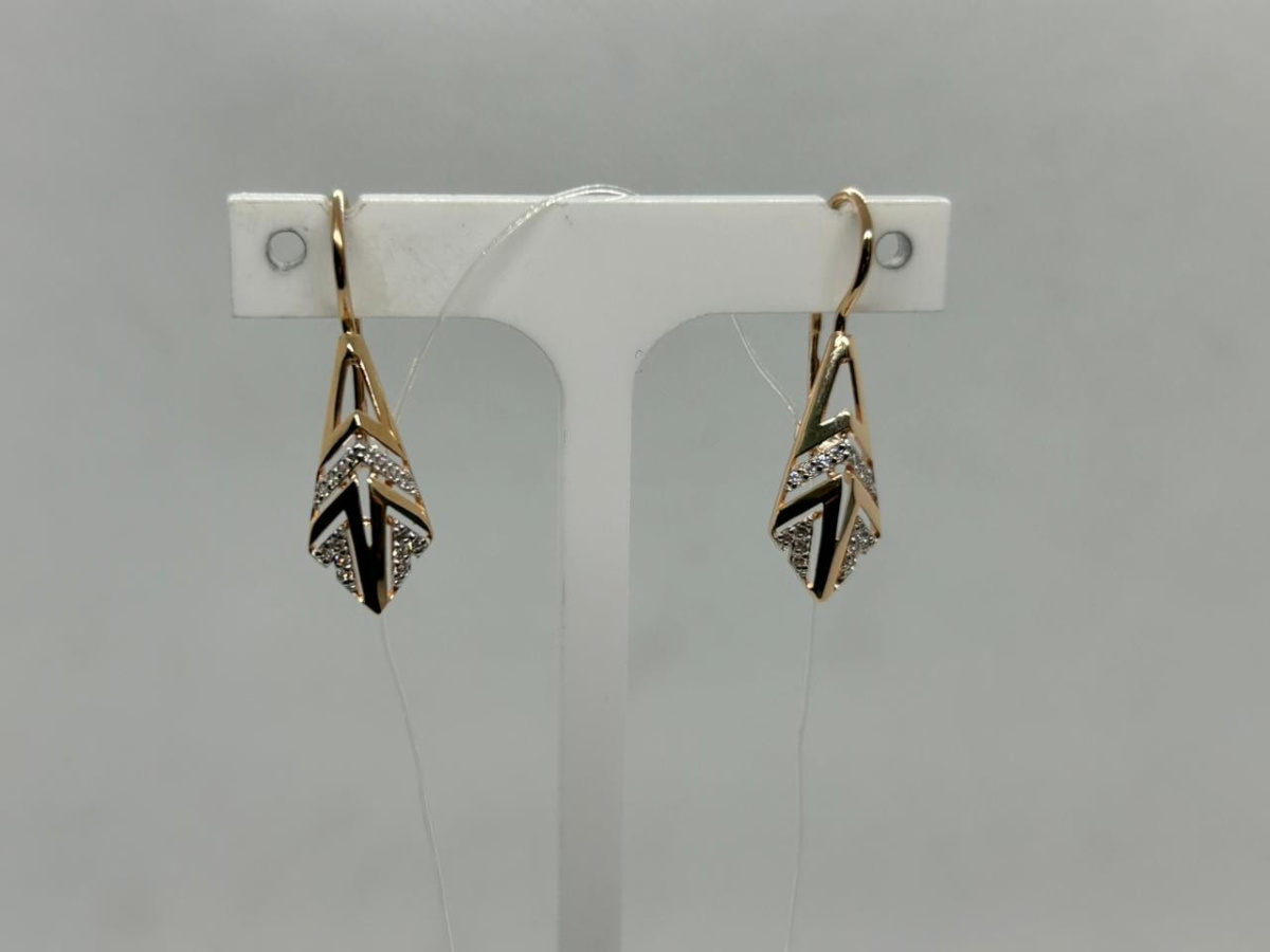 СЕРЬГИ ПЕТЕЛЬКА с камнями (Au 585)