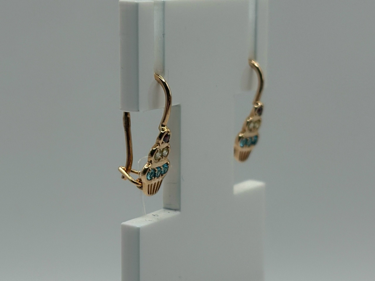 СЕРЬГИ ПЕТЕЛЬКА с камнями (Au 585)