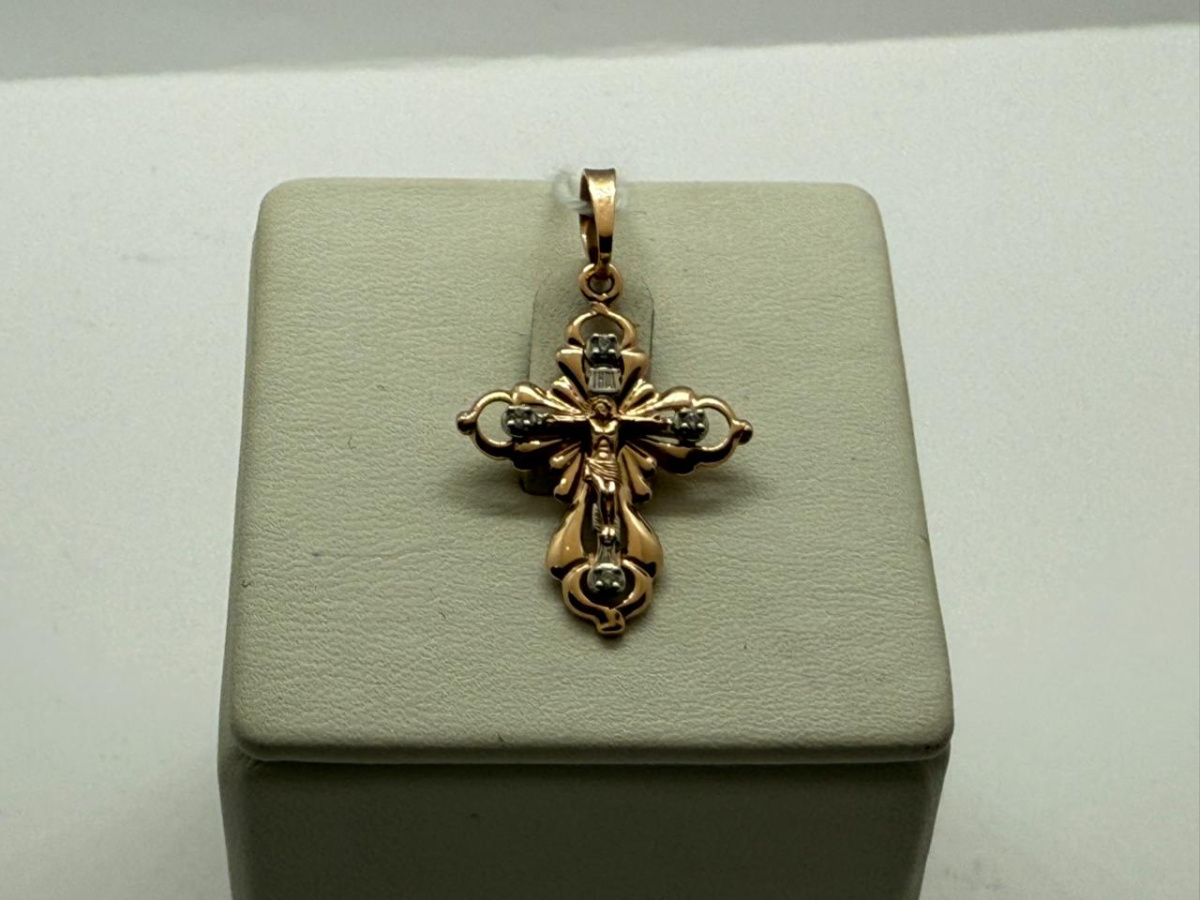 ПОДВЕСКА КРЕСТ С КАМНЯМИ (Au 585)