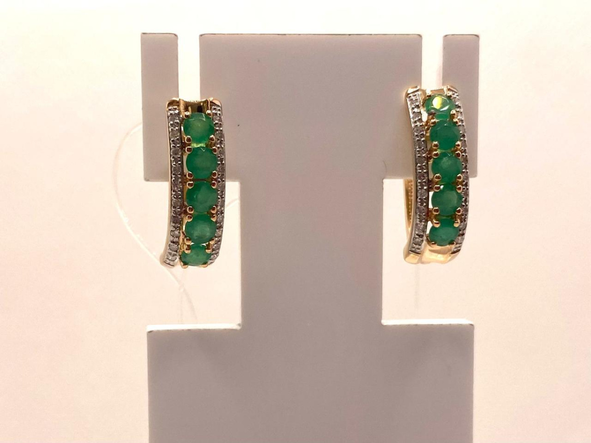 СЕРЬГИ Бриллиант, изумруд (Au 585)