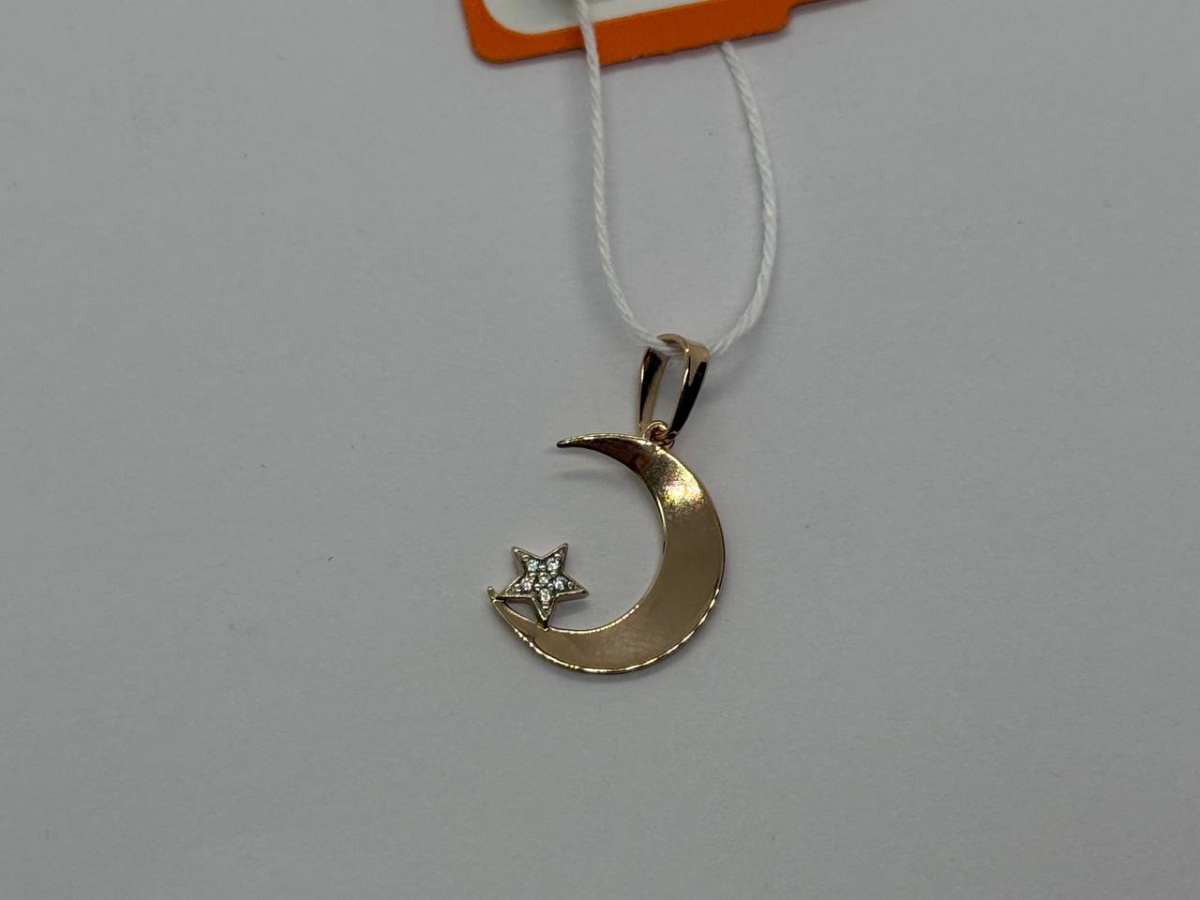 ПОДПКИ585 ПОДВЕСКА ПОЛУМЕСЯЦ С КАМНЯМИ (Au 585)