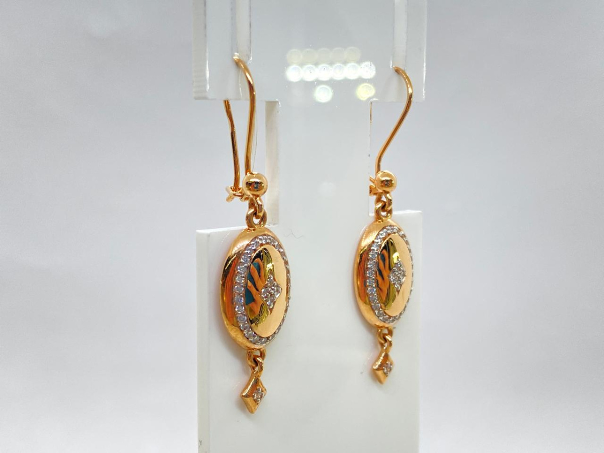 СЕРЬГИ ПЕТЕЛЬКА с камнями (Au 585)