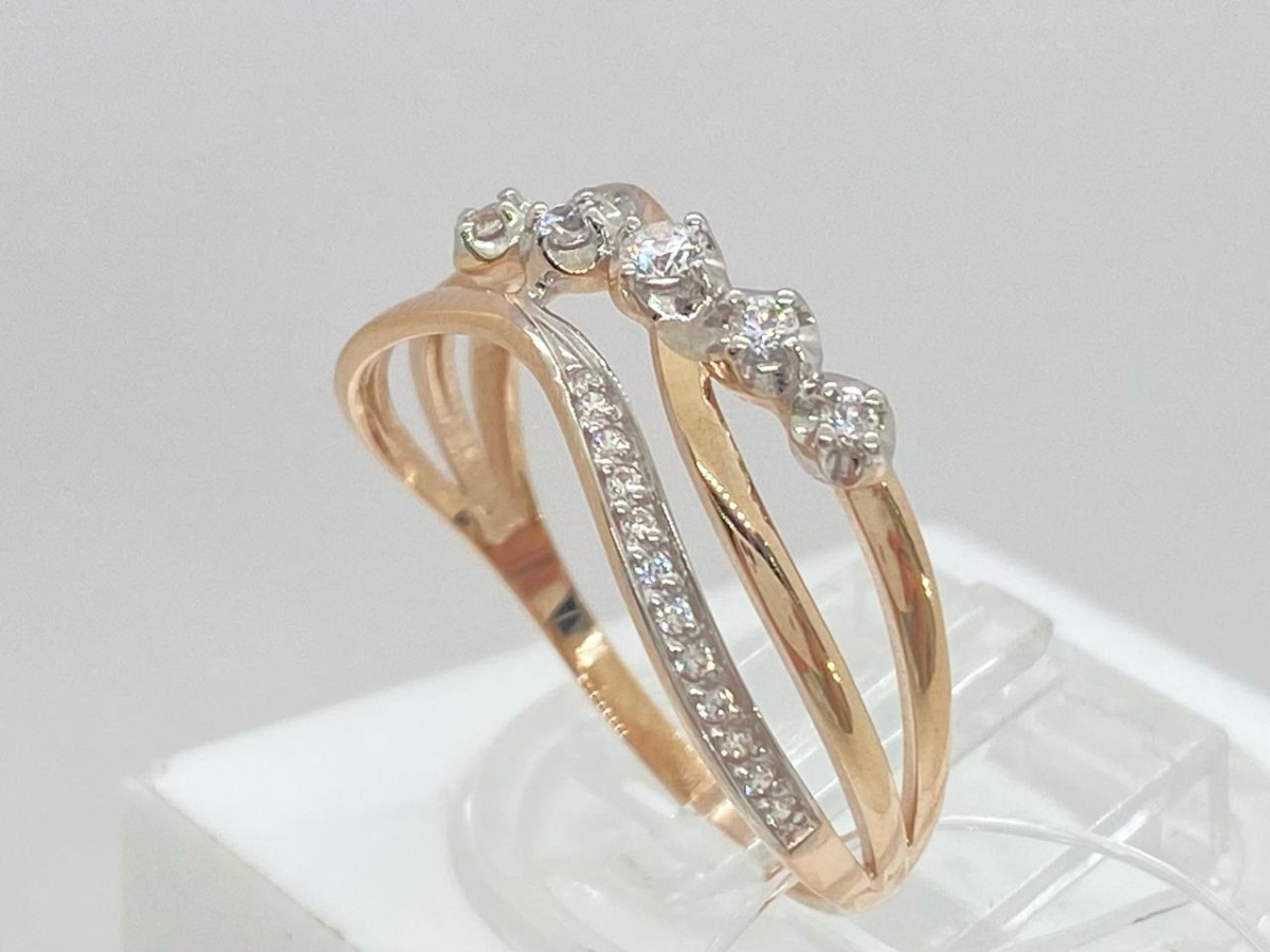 КОЛЬЦО С КАМНЯМИ (Au 585)