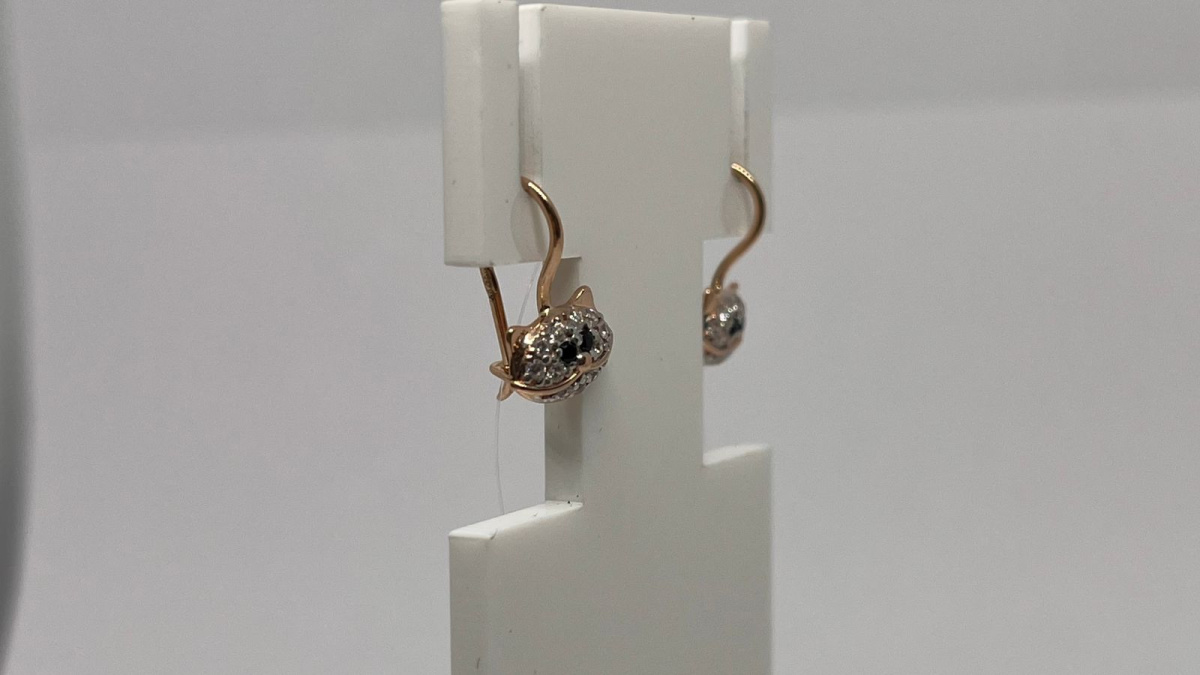 СЕРЬГИ ПЕТЕЛЬКА с камнями (Au 585)