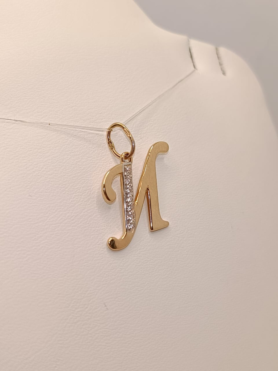 5729 "И" ПОДВЕСКА БУКВА И с камнями (Au 585)