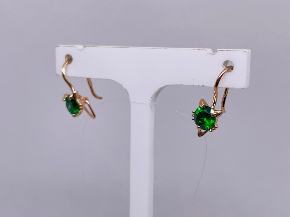 СЕРЬГИ ПЕТЕЛЬКА с камнем (Au 585)