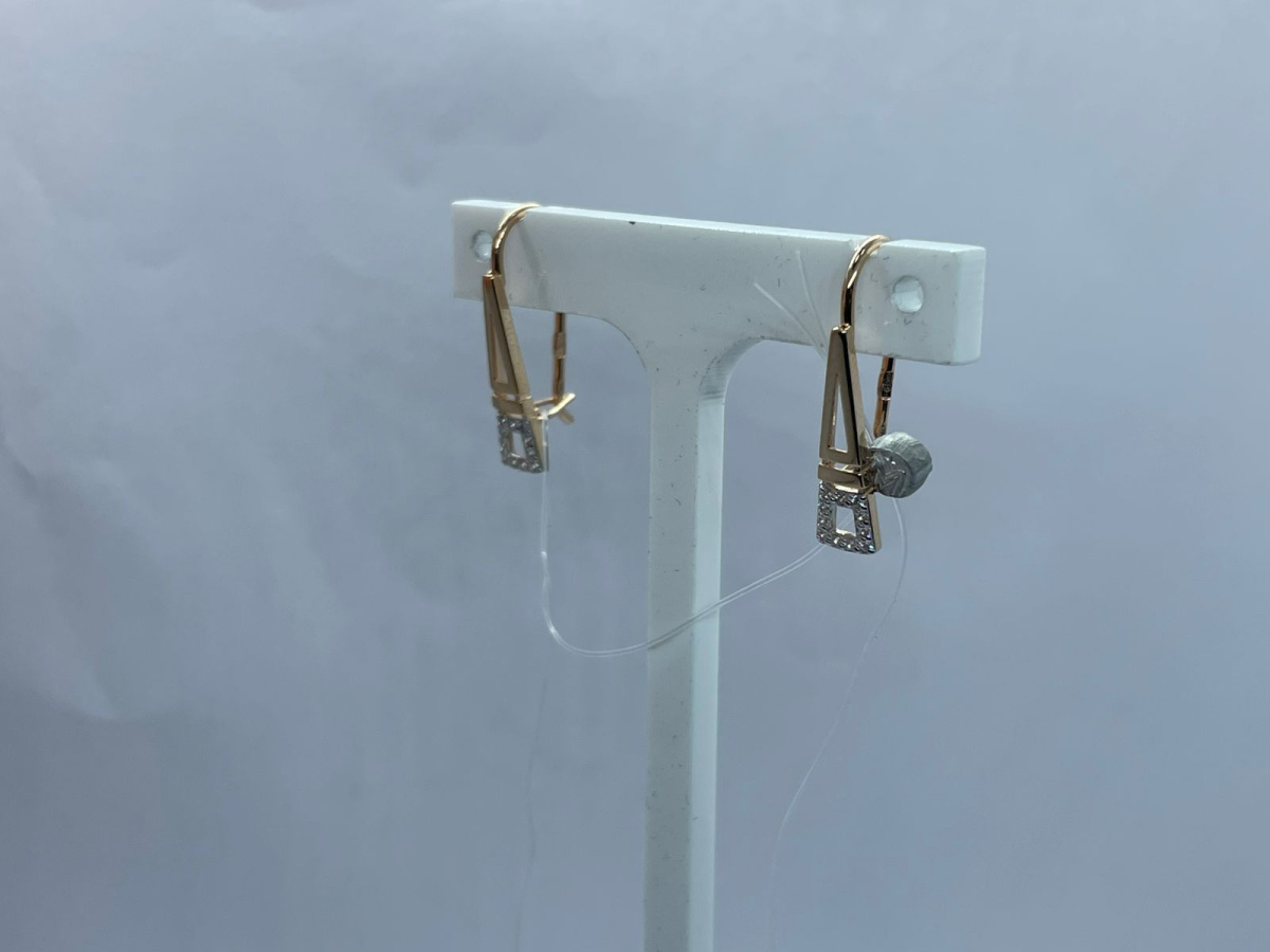 СЕРЬГИ ПЕТЕЛЬКА с камнями (Au 585)