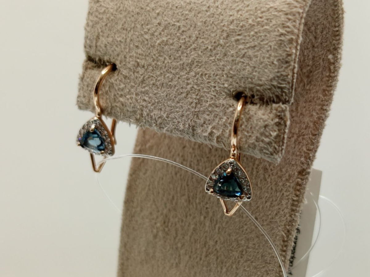 СЕРЬГИ ПЕТЕЛЬКА с камнями (Au 585)