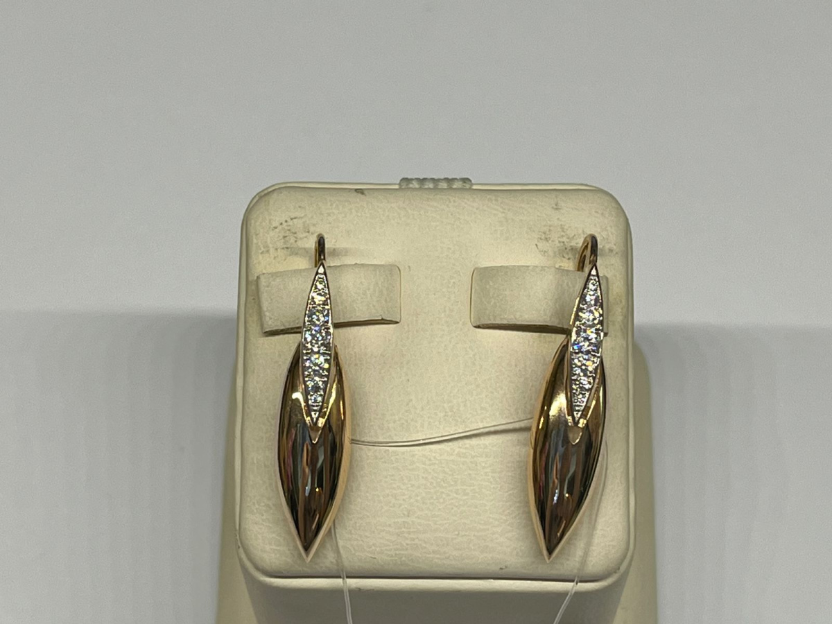 СЕРЬГИ ПЕТЕЛЬКА с камнями (Au 585)