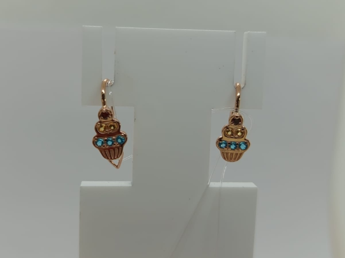 СЕРЬГИ ПЕТЕЛЬКА с камнями (Au 585)