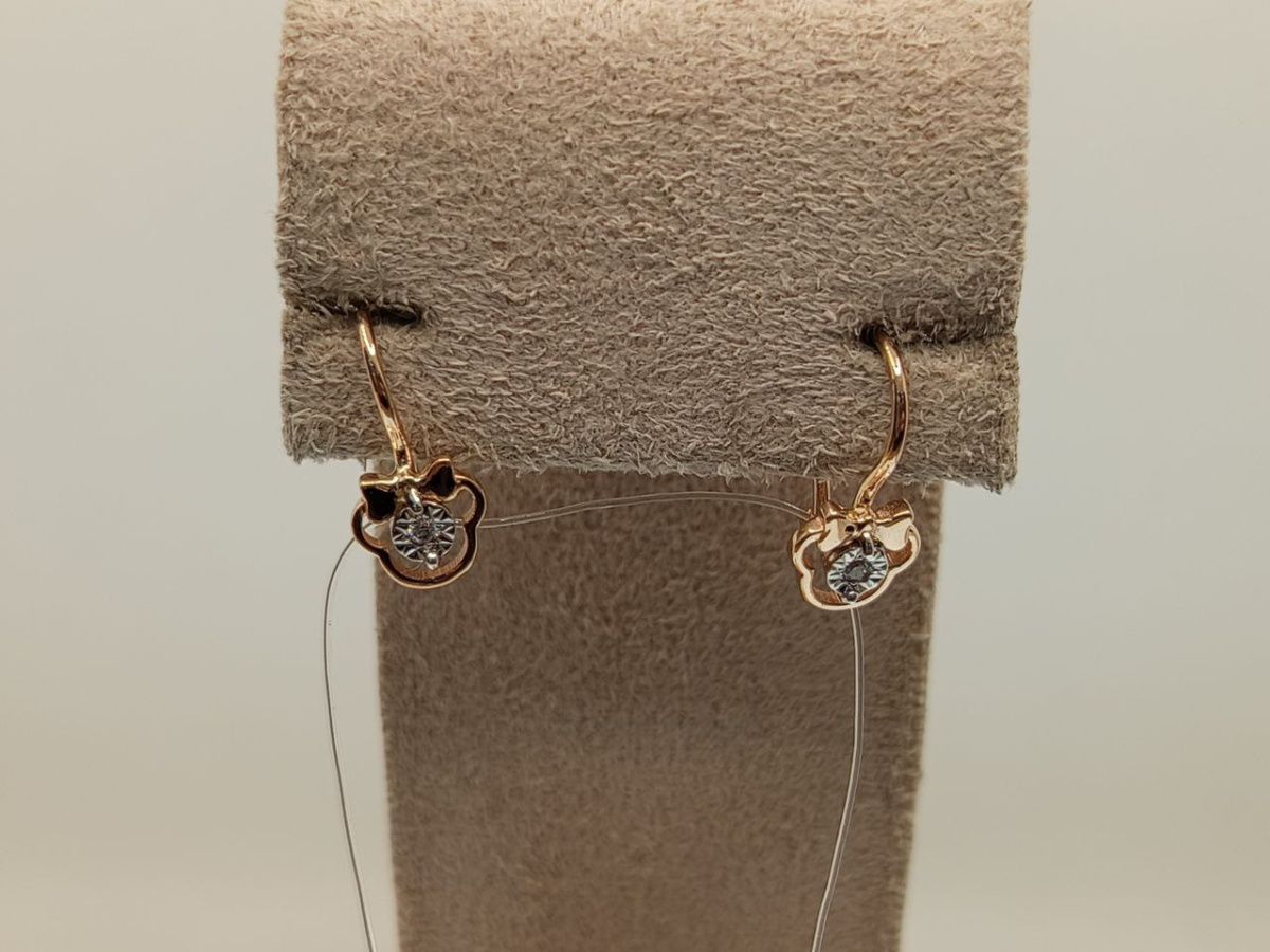 СЕРЬГИ ПЕТЕЛЬКА с камнем (Au 585)