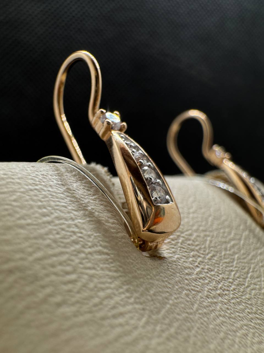 СЕРЬГИ ПЕТЕЛЬКА с камнями (Au 585)