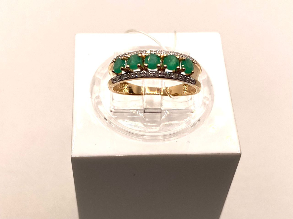 КОЛЬЦО Бриллиант, изумруд (Au 585)