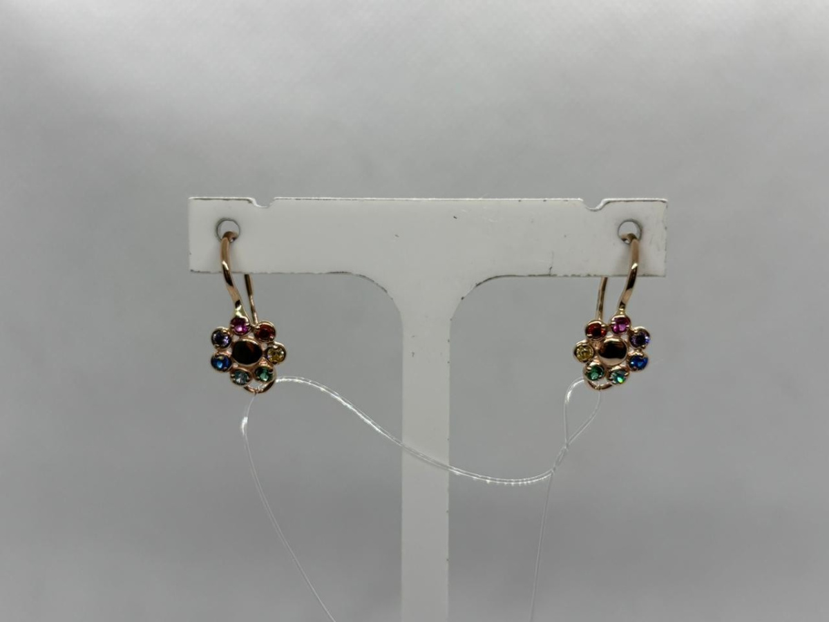 СЕРЬГИ ПЕТЕЛЬКА с камнями (Au 585)