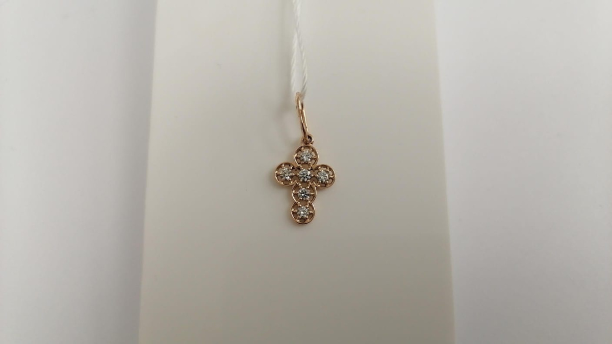 ПОДВЕСКА КРЕСТ С КАМНЯМИ (Au 585)