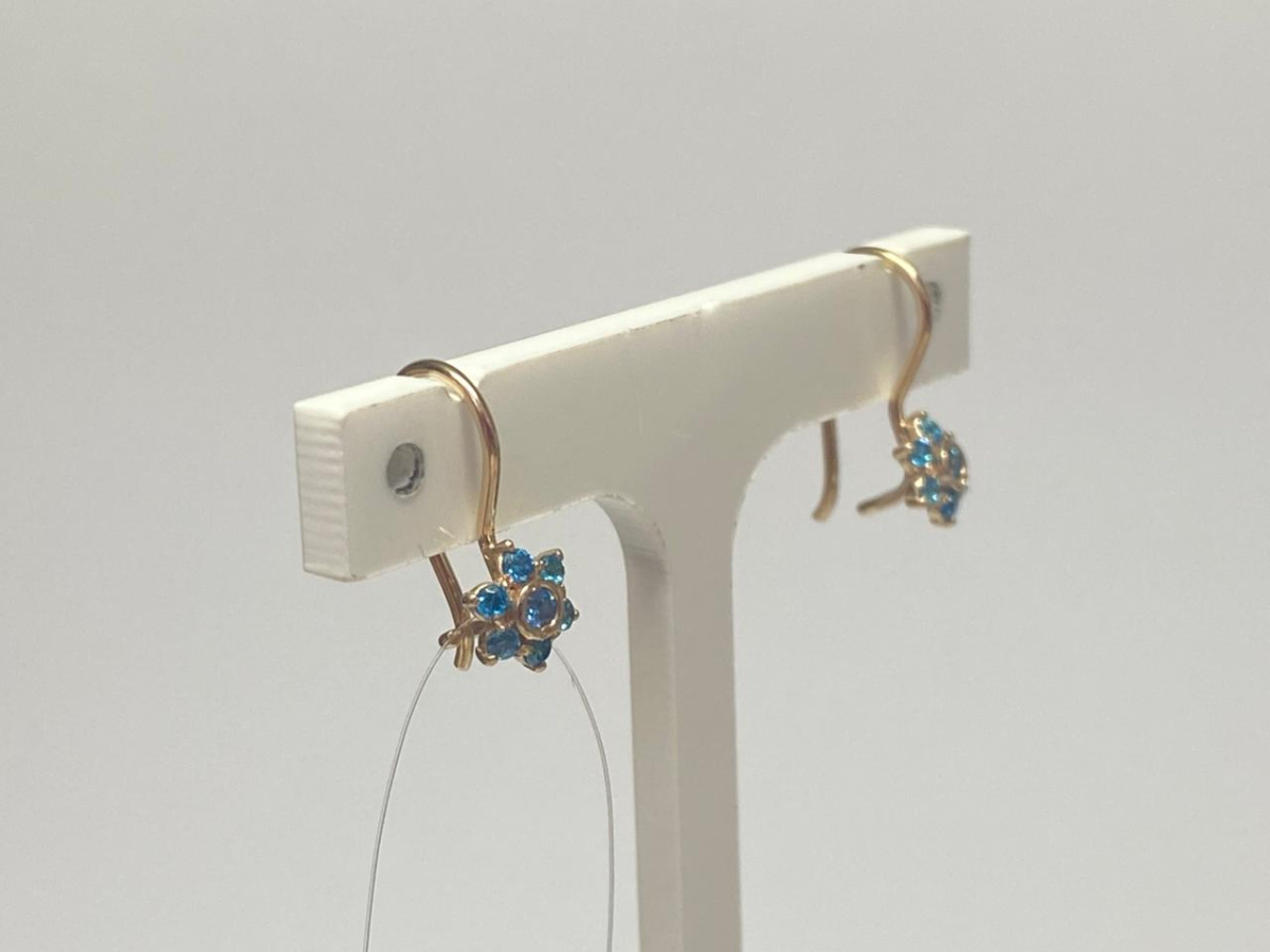 СЕРЬГИ ПЕТЕЛЬКА с камнями (Au 585)