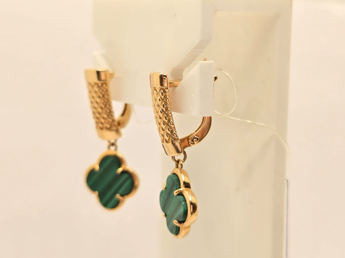 СЕРЬГИ МАЛАХИТ (Au 585)