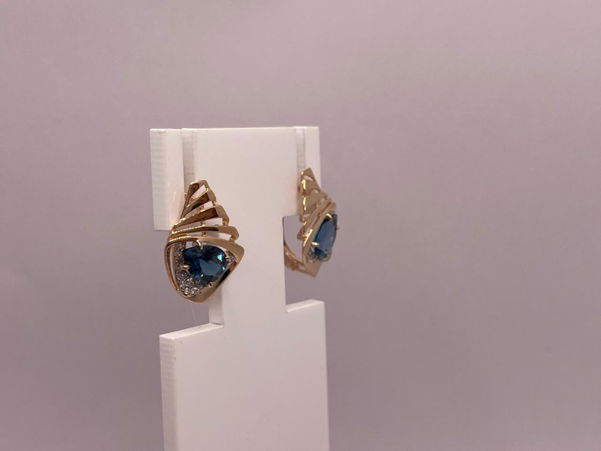 СЕРЬГИ ЛОНДОН-ТОПАЗ с камнями (Au 585)