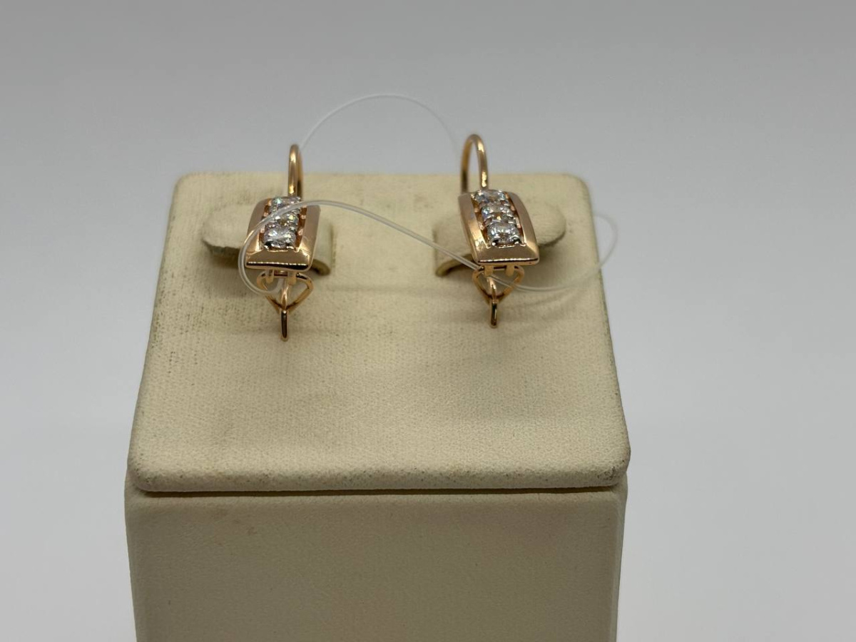 СЕРЬГИ ПЕТЕЛЬКА с камнями (Au 585)