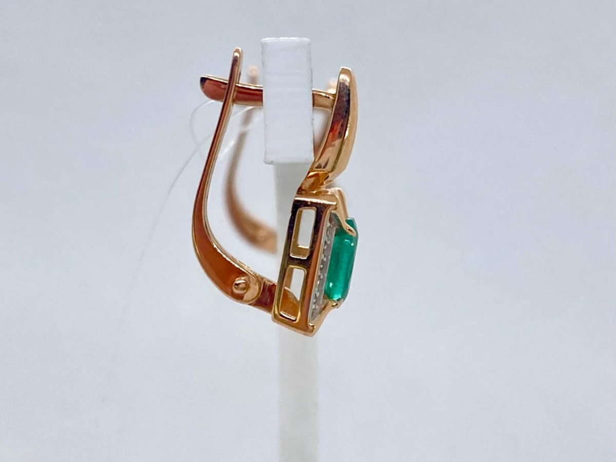 СЕРЬГИ Бриллиант, изумруд (Au 585)