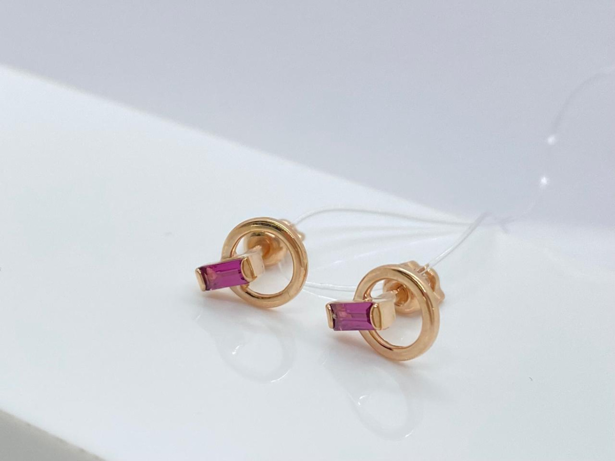 СЕРЬГИ ПУСЕТЫ с камнем (Au 585)