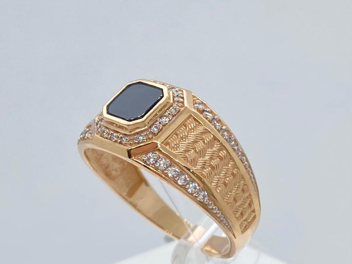 КОЛЬЦО ПЕЧАТКА с камнями (Au 585)