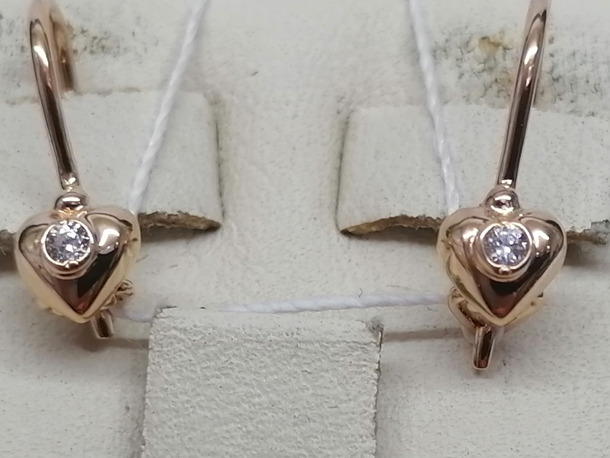 СЕРЬГИ ПЕТЕЛЬКА с камнем (Au 585)