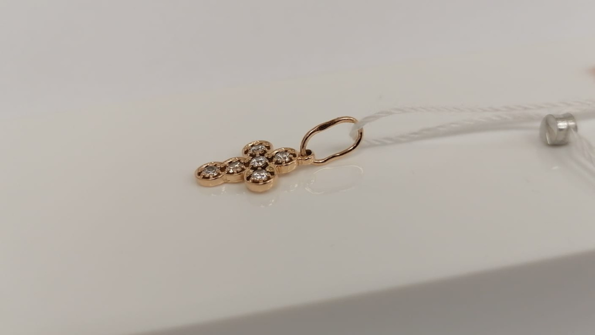 ПОДВЕСКА КРЕСТ С КАМНЯМИ (Au 585)