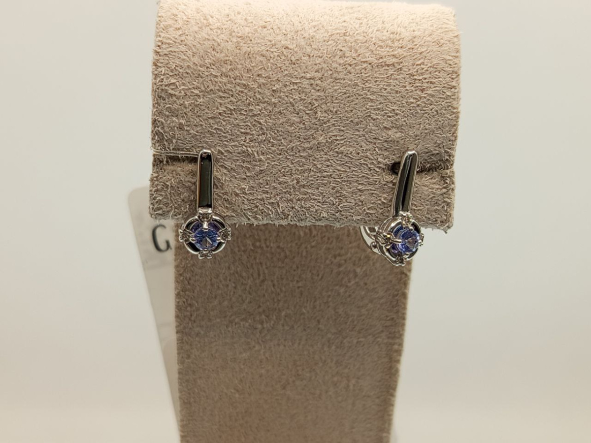 СЕРЬГИ ТАНЗАНИТ, Бриллиант (Au 585)