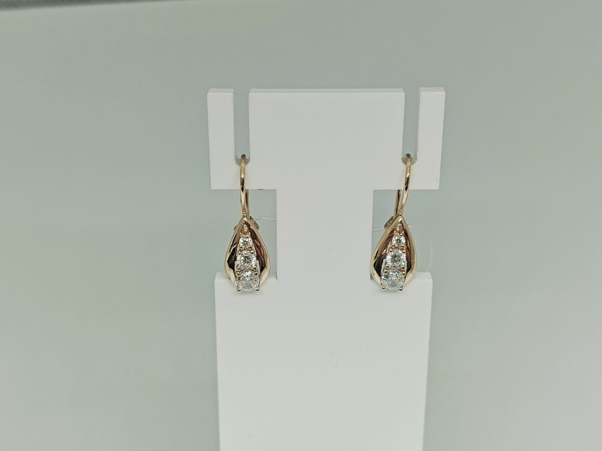 СЕРЬГИ ПЕТЕЛЬКА с камнями (Au 585)